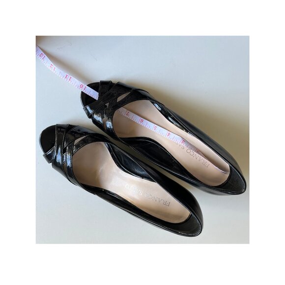 Franco Sarto Black Wedges 3 1/2 Inch Heels Womens Size 9 1/2 Wide - Picture 9 of 9